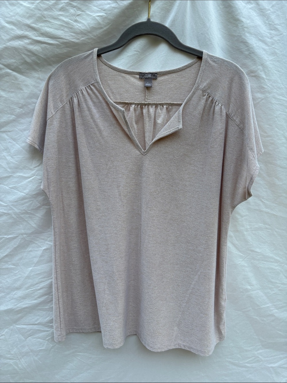 J. Jill Soft Blush Split-Neck Short Sleeve Tee